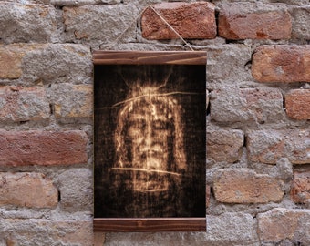 Shroud of Turin Face of Jesus The Holy Linen Wood Framed Canvas Print, Perfect Christian Gift