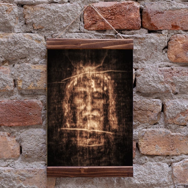 Shroud of Turin Face of Jesus The Holy Linen Wood Framed Canvas Print, Perfect Christian Gift