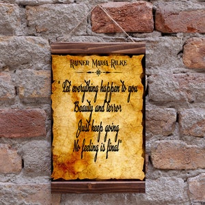 Let Everything Happen to You Rainer Maria Rilke Quote Wall Art Wood Framed Canvas Print , Literature Print
