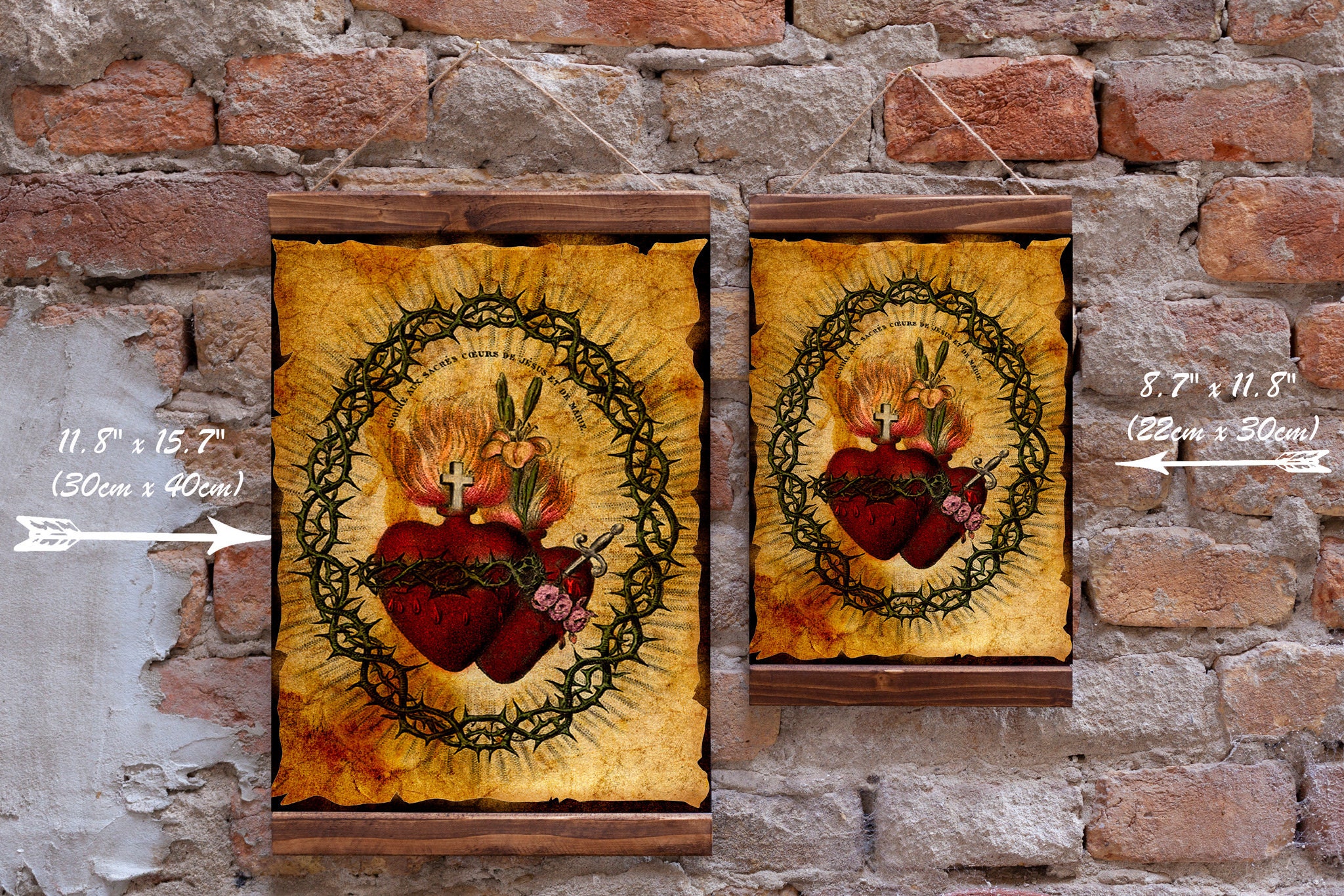Hearts of the Holy Family Based on a Vintage French Holy Card ...