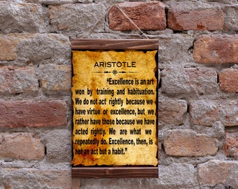 Aristotle Excellence Quote School Poster Classroom Wall Art Wood Framed Canvas Print