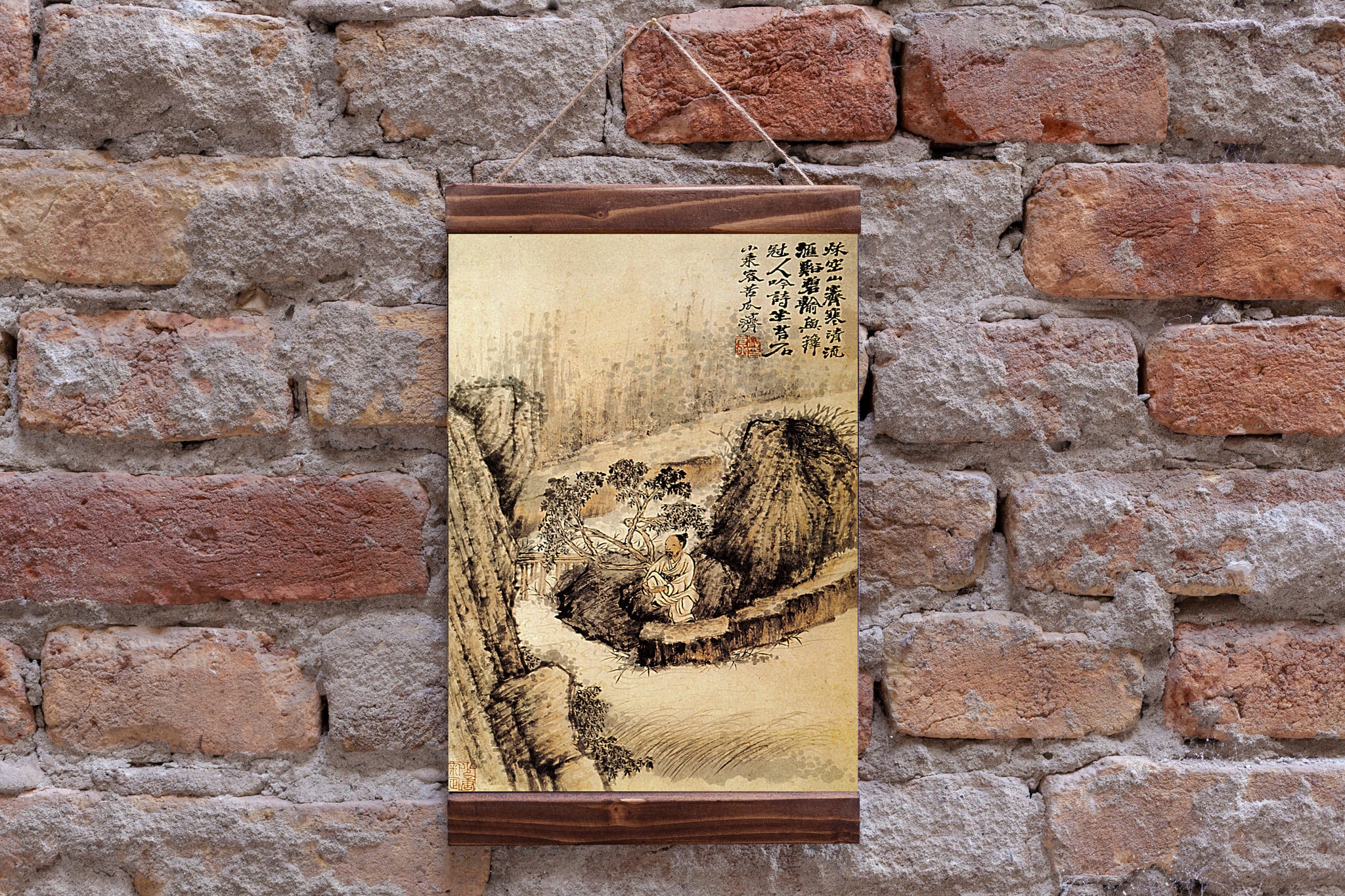 Shitao Crouched at the Edge of the Water 1690 Wood Framed