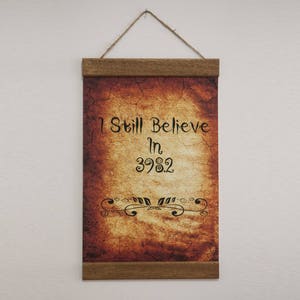 Librarian Gift Fairy Tale &quot;I still believe in 398.2&quot; Dewey Decimal Wood Framed Canvas Print, Vintage Fantasy for Believers  Fairy Tale Gift