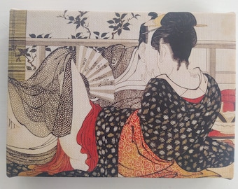 Japan Art - Utamakura Poem of the Pillow 1788 Print Ukiyoe Edo Period Japanese Wall Art, Gallery Wrapped Canvas Print