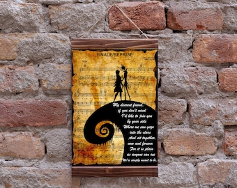 The Nightmare Before Christmas Quote Simply Meant To Be Canvas Print, Jack Skellington And Sally, Sheet Music Art Print