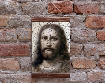 Real Face Of Jesus Christ Shroud Of Turin Picture Christian Catholic Religion Wood Framed Canvas Print