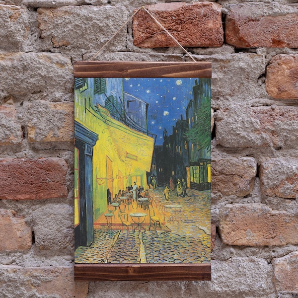 The Cafe Terrace on the Place du Forum by Vincent van Gogh Café Terrace at Night  Wood Framed Canvas Print