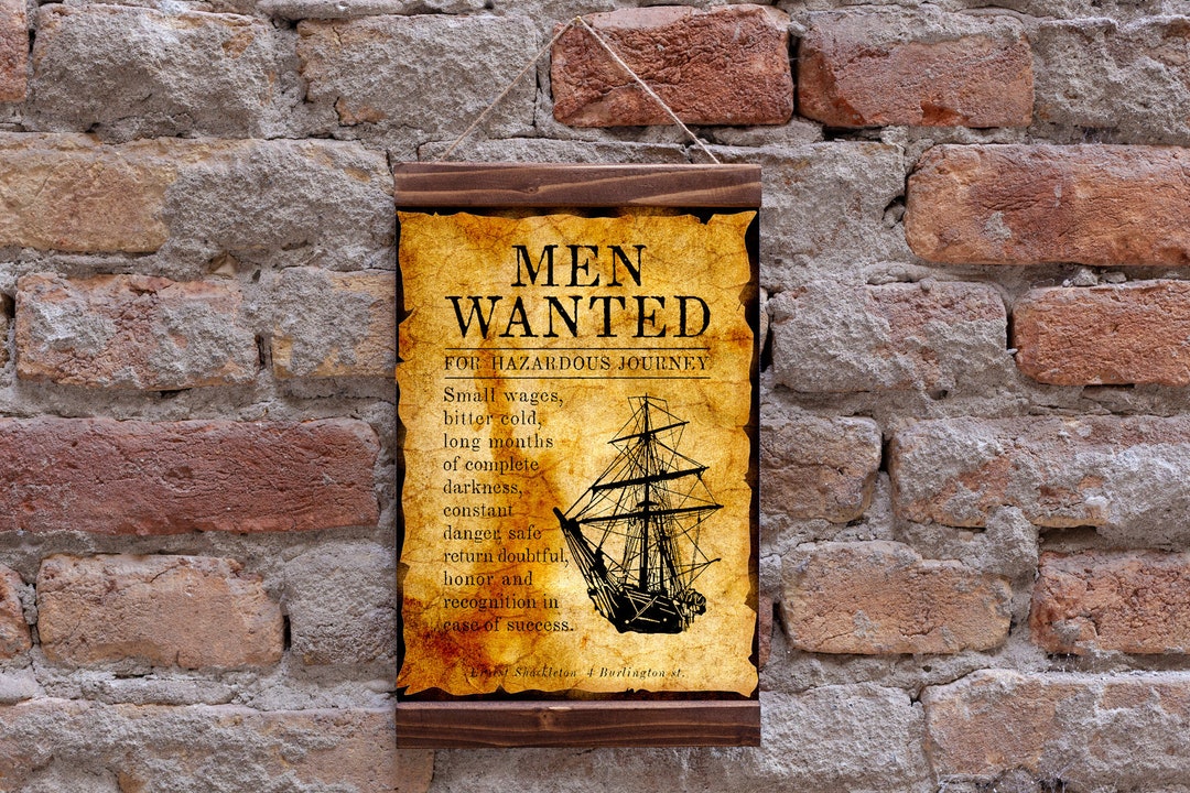 Ernest Shackleton Men Wanted Poster Antarctica Expedition Poster Wall Art Wood Framed Canvas
