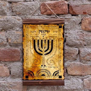 SHIVITI Forntida hebreisk Kabbalah Skyddsamulett Träinramad Canvastryck, Kabbalah Talisman Charm, Judaica Väggkonst Dekor Gåva