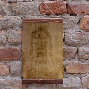 The Shroud of Turin Jesus Christ Face of The Old Linen Wood Framed Canvas Print, Holy Bible, Perfect Gift Vail of Turin Linen Face