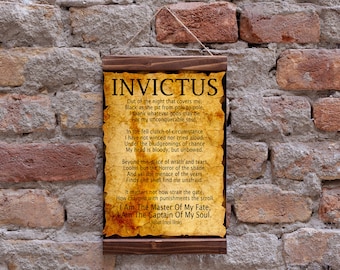 Invictus Poem Invictus Wood Leinwanddruck von William Ernest Henley Captain of My Soul Master of My Fate