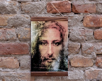 Echtes Gesicht Von Jesus Christus Grabtuch Von Turin Foto Bild Christlich Katholisch Religion Holz Gerahmt Leinwanddruck
