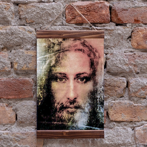 Vrai visage de jésus-christ Suaire de Turin photo photo religion chrétienne catholique impression sur toile encadrée en bois