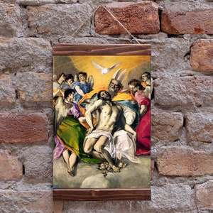 Ascension de Jésus La Santísima Trinidad 1577 par El Greco, religion catholique chrétienne Gravure sur toile encadrée en bois