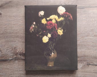 Vincent Van Gogh Basket of Carnations And Zinnias 1886, Gallery Wrapped Print on Canvas Print