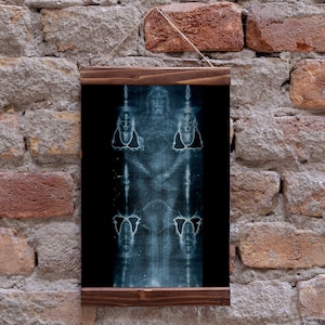 The Shroud of Turin X-Ray  Jesus Christ Wood Framed Canvas Print, The Holy Shroud of Jesus of Nazareth Son of God Prince of Peace, Holy Vial