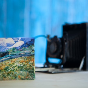 Vincent Willem Van Gogh Landscape from Saint - Remy Small Canvas Prints, Print on Tiny Canvas, mini canvas 4" x 4" (10cm x 10cm) print