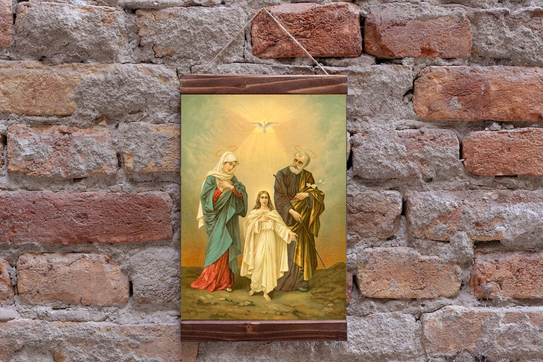 The Holy Family Based on a Vintage Holy Card Catholic Art Print Wood ...