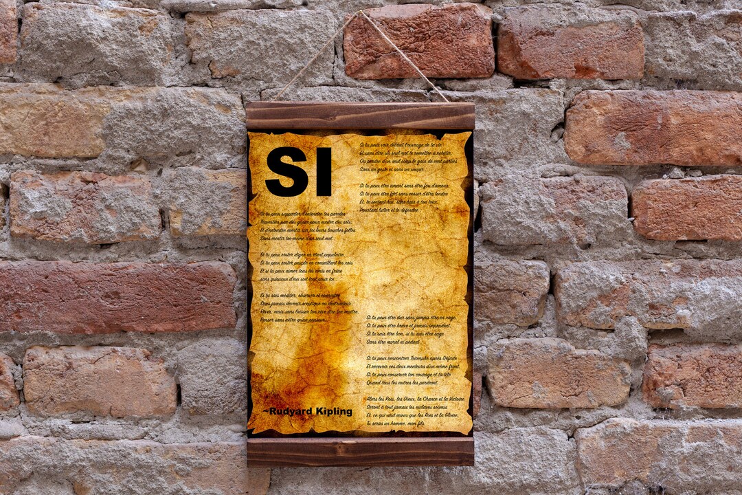 Stampa Poesia Rudyard Kipling “Se” In Francese – Poster Giclée A2 (42x59,4 Cm), Carta Premium 300g, Lavagna Nera