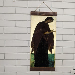 Mother of God by Andrei Rublev Богоматерь Wood Framed Canvas Print, Size up to: 35.4&#39;&#39; x  17.3&#39;&#39; (90cm x44cm)