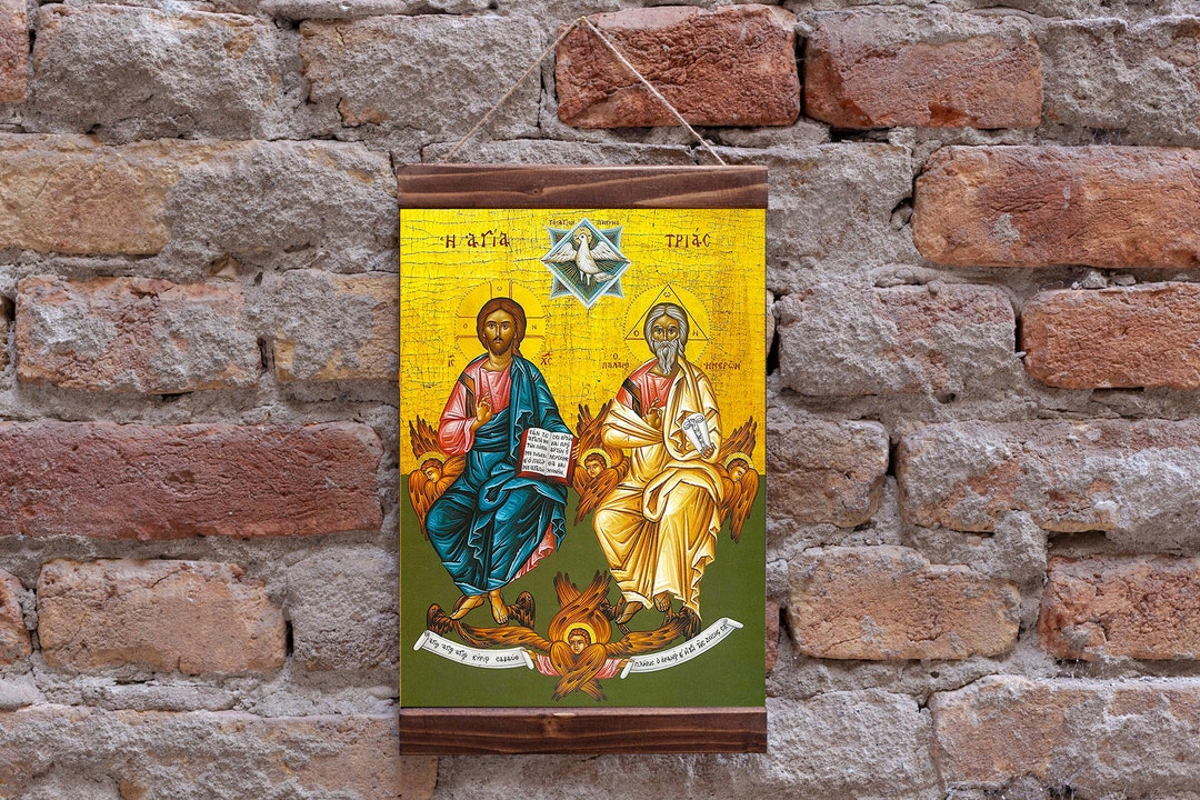 HOLY TRINITY ICON Greek Orthodox Icon Christian Religion Wood Framed ...