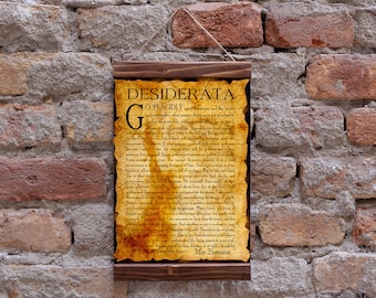 Desiderata Poem By Max Ehrmann Wood Framed Canvas Print , Literature Print  Desiderata art print, Graduation Gift