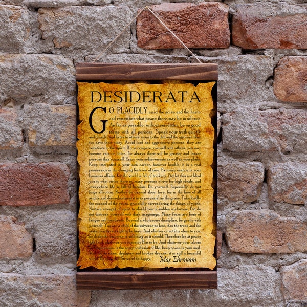 Desiderata Poem By Max Ehrmann Wood Framed Canvas Print , Literature Print  Desiderata art print, Graduation Gift