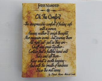 Friendship by Dinah Maria Mulock Craik  Poem Gift for a True Friend, Gallery Wrapped Canvas Size: 7.8" x 11.8" (20cm x 30cm)
