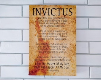 Invictus Poem by William Ernest Henley Captain of My Soul Master of My Fate, Gallery Wrapped Canvas Size: 7.8" x 11.8" (20cm x 30cm)