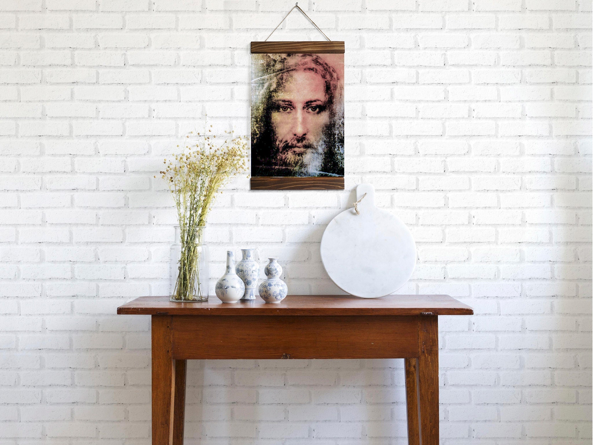 Impression Sur Toile 'Linceul De Turin – Visage De Jésus' – Encadrée, Prête à Accrocher, Art Religieux Chrétien Fabriqué Aux États-Unis