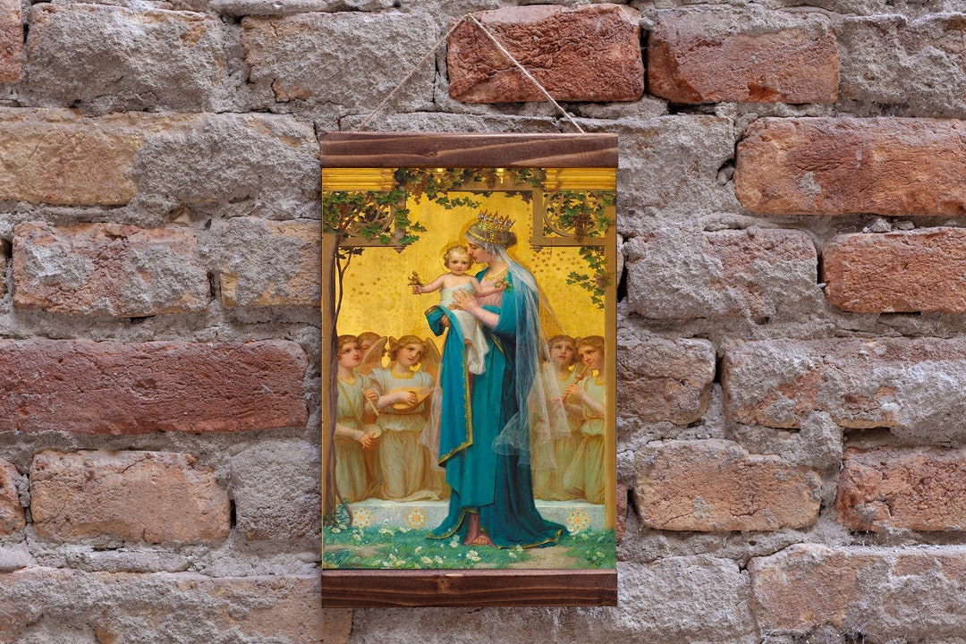 Madonna and Child by Enrique M. Vidal, Wood Framed Canvas Print