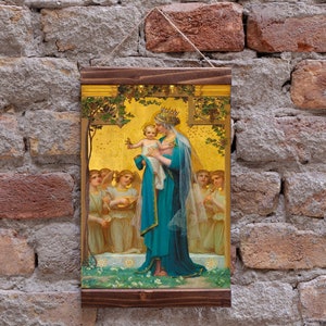Madonna and Child by Enrique M. Vidal, Wood Framed Canvas Print, Perfect Gift