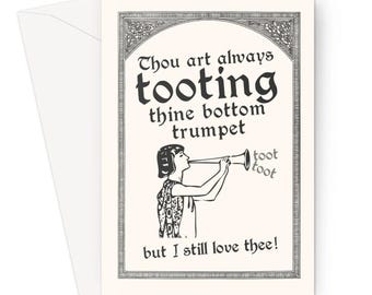 Carte de voeux A5, trompette, tu es toujours en train de t'aimer, anniversaire, anniversaire, jeu de mots drôle, tendance, meme, vieil anglais