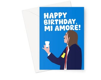 Joyeux anniversaire Mi Amore A5 carte de voeux Tommy Cash mignon drôle musique chanson jeu de mots sur les célébrités Espresso Europe