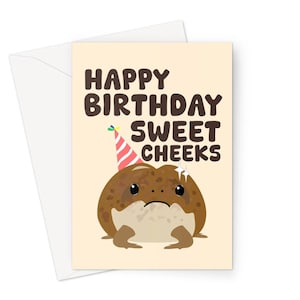 Happy Birthday Süße Wangen A5 Grußkarte Lustiger Regen Frosch Niedlich Klein Hintern Bum Natur Fan Avocado Tier Meme SocialMedia
