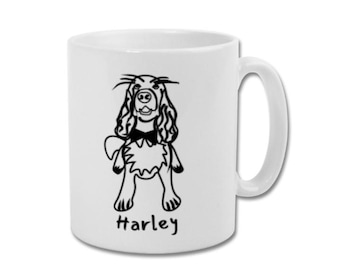 Simple Line Drawn Pet Portrait 10oz Mug Birthday Custom Personalised Gift Funny Poorly Drawn Bad Cute Cat Dog Caricature Tea Coffee Office