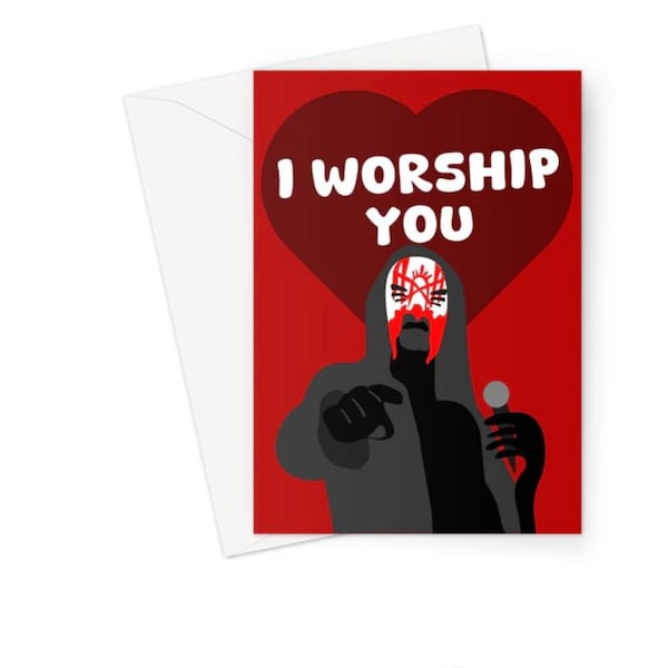I Worship You Valentine's Day A5 Greeting Card Anniversary Fan Love Gift Funny Meme Cute Music Band Live Concert Rock Metal