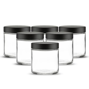 Round Clear Glass Jar 3oz with Black Lid image 6