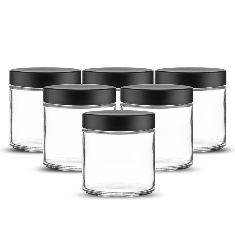 Round Clear Glass Jar 3oz with Black Lid image 6