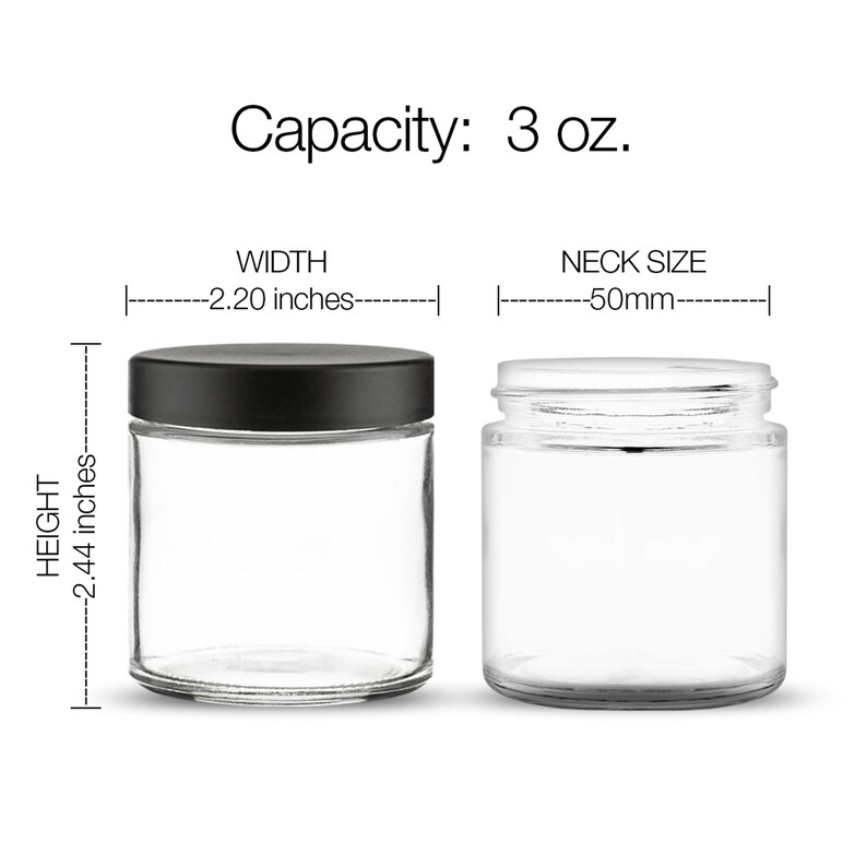 Round Clear Glass Jar 3oz with Black Lid image 4