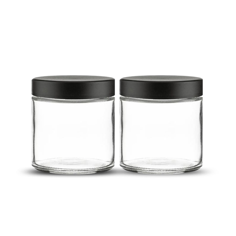 Round Clear Glass Jar 3oz with Black Lid image 9