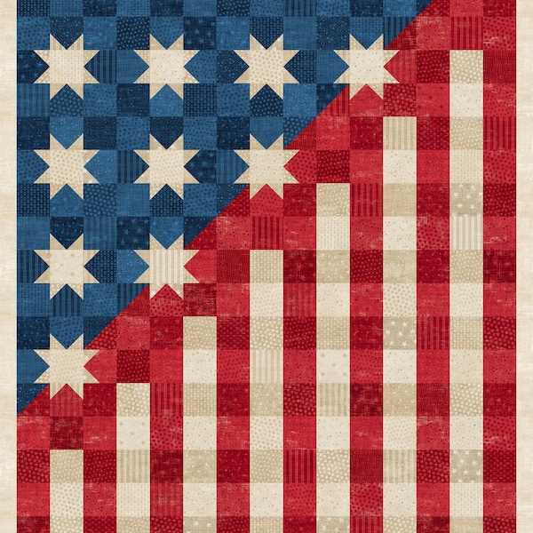 Celebration of Stars Quilt Kit - American Heartland collection by Northcott Fabrics - 76" x 88"