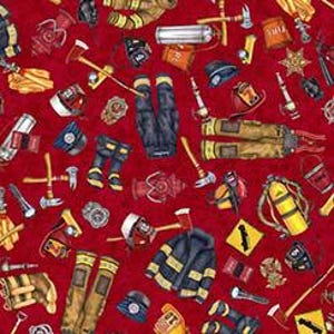 American Heroes Firefighter- "Everything Firefighter Red" - 2600 30681 R - by QT Fabrics