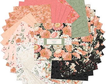 Peach Whispers-508 829 508-Wilmington Print-Precut Squares - Precut Fabric-5 Karat Crystals-5 x 5 fabric squares-Quilting Cotton Fabric