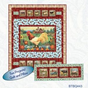 Morning on the Farm Quilt and Pillow Kit - Heartland Collection by QT Fabrics - Bound to Be Quilting pattern - 64&quot; x 77&quot; and 13&quot; x 40&quot;