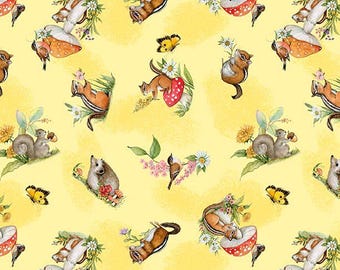 Gnome-Grown - "Yellow Critter Toss" - 39876 523- by Susan Winget for Wilmington Prints