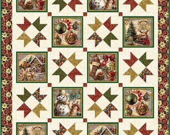 North Pole DIY Quilt Kit - Gears and Garland Collection - by Urban Essence Designs for Blank Fabric- 63 1/2" x 77"