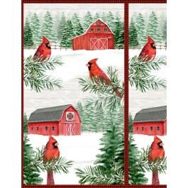 Country Cardinals Fabric Panel - Wilmington Prints - approximately 24.5" x 44.5"