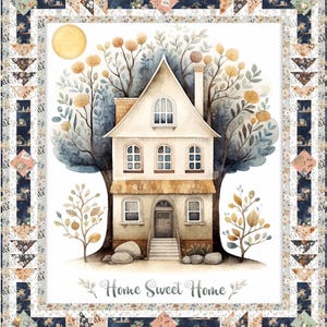 All Roads Lead Home Kit-Home Sweet Home collection by QT Fabrics-fabric for top, binding & pattern by Pine Tree Country Quilts-46&quot; x 52&quot;