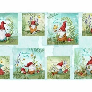 May include: A set of eight colorful illustrations featuring gnomes in various settings with inspirational messages. The messages include "Find Joy", "See Beauty", "Adventure Awaits", "Stay Grateful", "Savor the Moment", "Happy Little Things", "Spread Joy", and "Believe in Yourself".